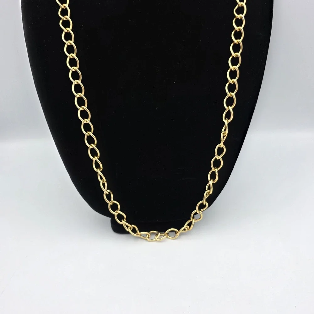 16'' Gold Tone Necklace With Faux Pearls And Linked Chains